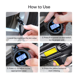 150 PSI 12V Car Air Tire Pump Inflator Compressor LED Digital Electric Portable