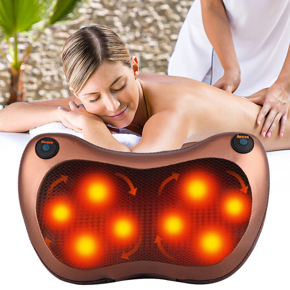 Neck Massager Electric Shoulder Back Shiatsu Massage Pillow 8 Drives Pain Relief