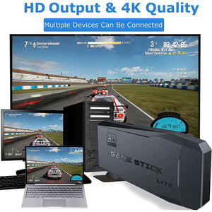 4K HDMI TV Game Stick Built-In 64GB 30000+ Video Games Console Wireless Gamepad.