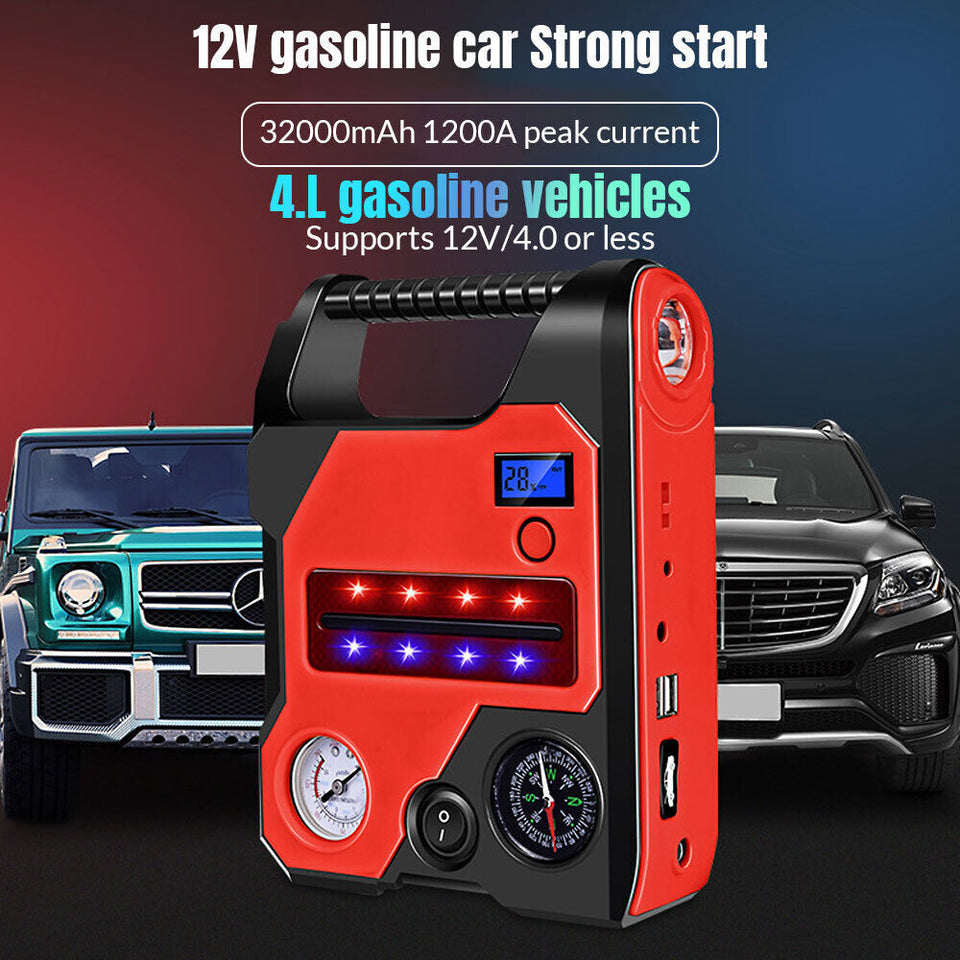 1200A Jump Starter with 150PSI Air Compressor – LCD Display, Power Bank & LED Light | Roadside Emergency Kit