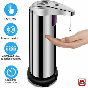 250Ml Stainless Auto Handsfree Sensor Touchless Soap Dispenser Kitchen Bathroom