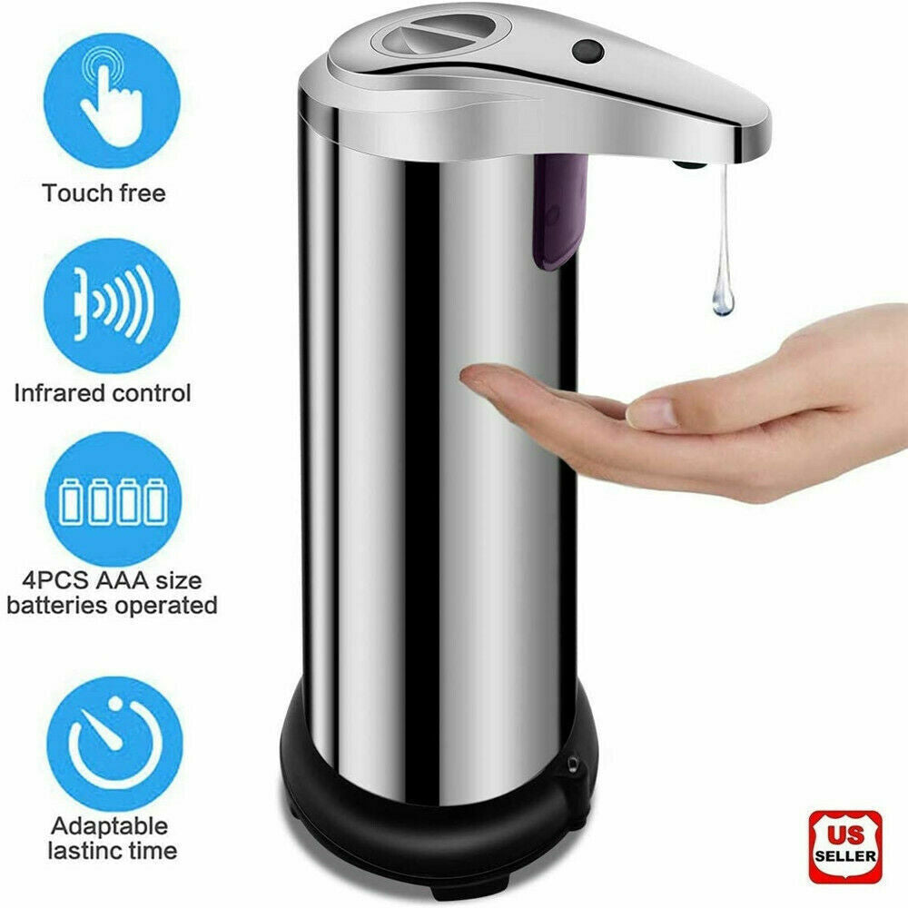 250Ml Stainless Auto Handsfree Sensor Touchless Soap Dispenser Kitchen Bathroom