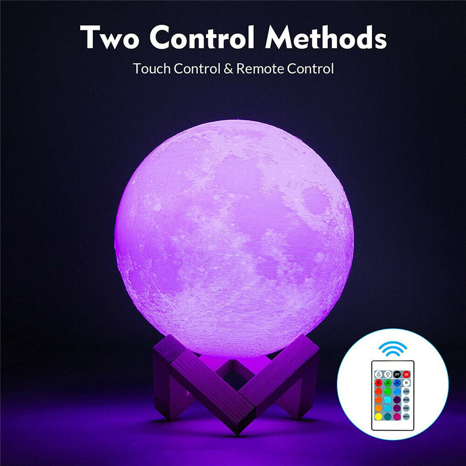 3D Printing Moon Galaxy Lamp Moonlight USB LED Night Light Touch Color Changing