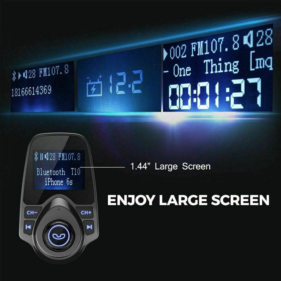 Wireless In-Car Bluetooth FM Transmitter MP3 Radio Adapter Car Kit USB Charger