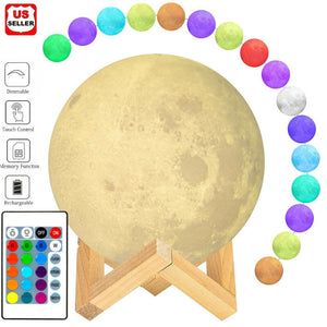 3D Galaxy Moon Lamp – Color-Changing LED Night Light with Touch & Remote