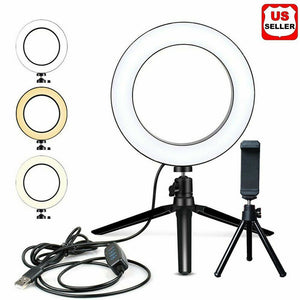 6" LED Ring Fill Light Studio Photo Video USB Dimmable Lamp Selfie Portable US