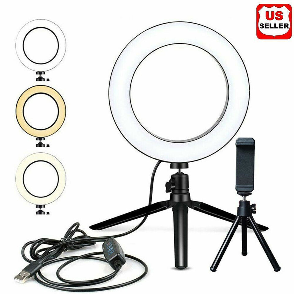 6" LED Ring Fill Light Studio Photo Video USB Dimmable Lamp Selfie Portable US