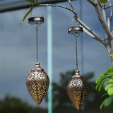 Solar Power LED Hanging Lantern Light Metal Garden Yard Decor Lamp Rechargeable