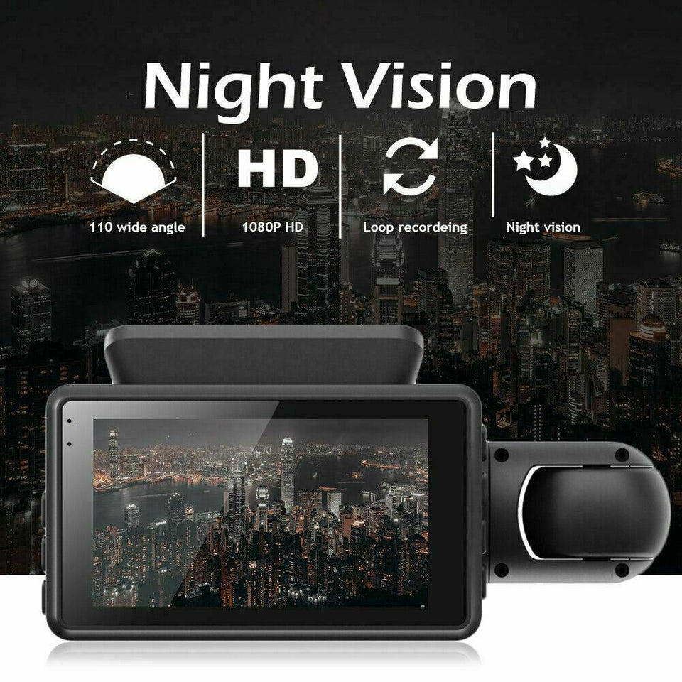 Front and inside Car DVR Dash Cam Video Recorder Camera G-Sensor 1080P Dual Lens