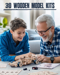 Rokr 3D Wooden Racing Car Puzzle DIY Model Kit for Adults & Teens, Mechanical Roaring Engine, 8-10M Forward Movement