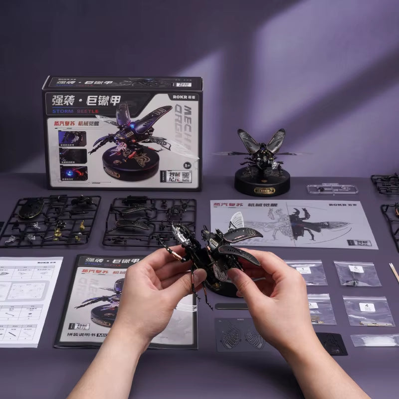 Rokr MI Series 4 Kinds of Plastic Puzzles Emperor Scorpion Beetles Golden Coin Turtle 3D Assembly Building Block Sets