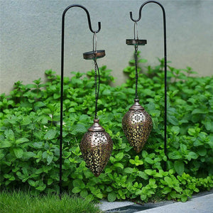 Solar Power LED Hanging Lantern Light Metal Garden Yard Decor Lamp Rechargeable
