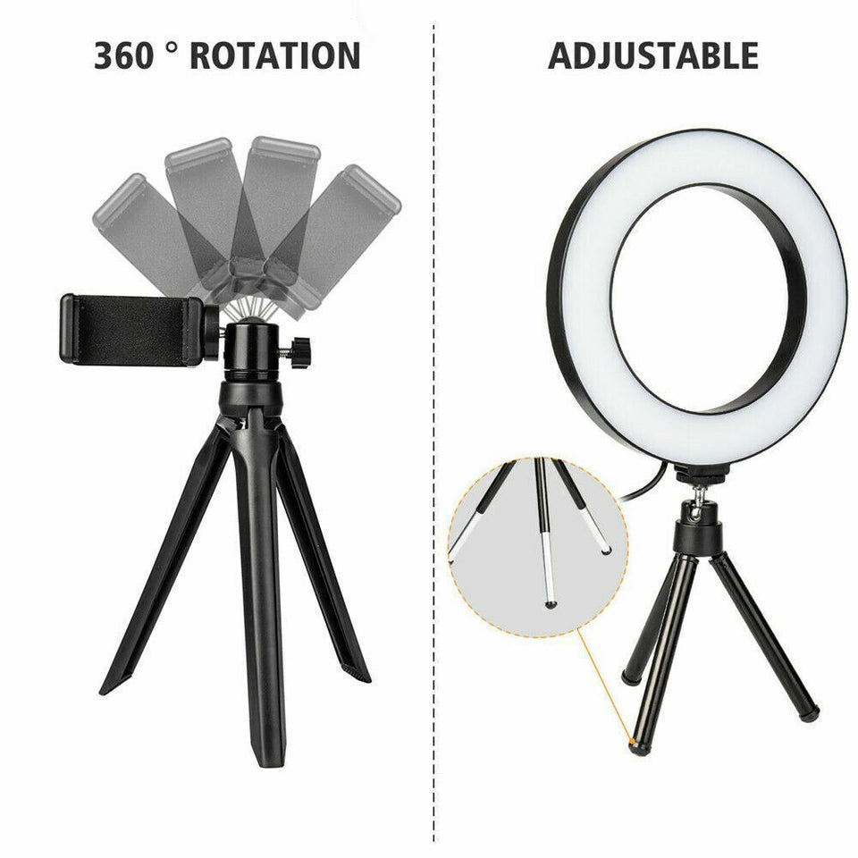 6" LED Ring Fill Light Studio Photo Video USB Dimmable Lamp Selfie Portable US