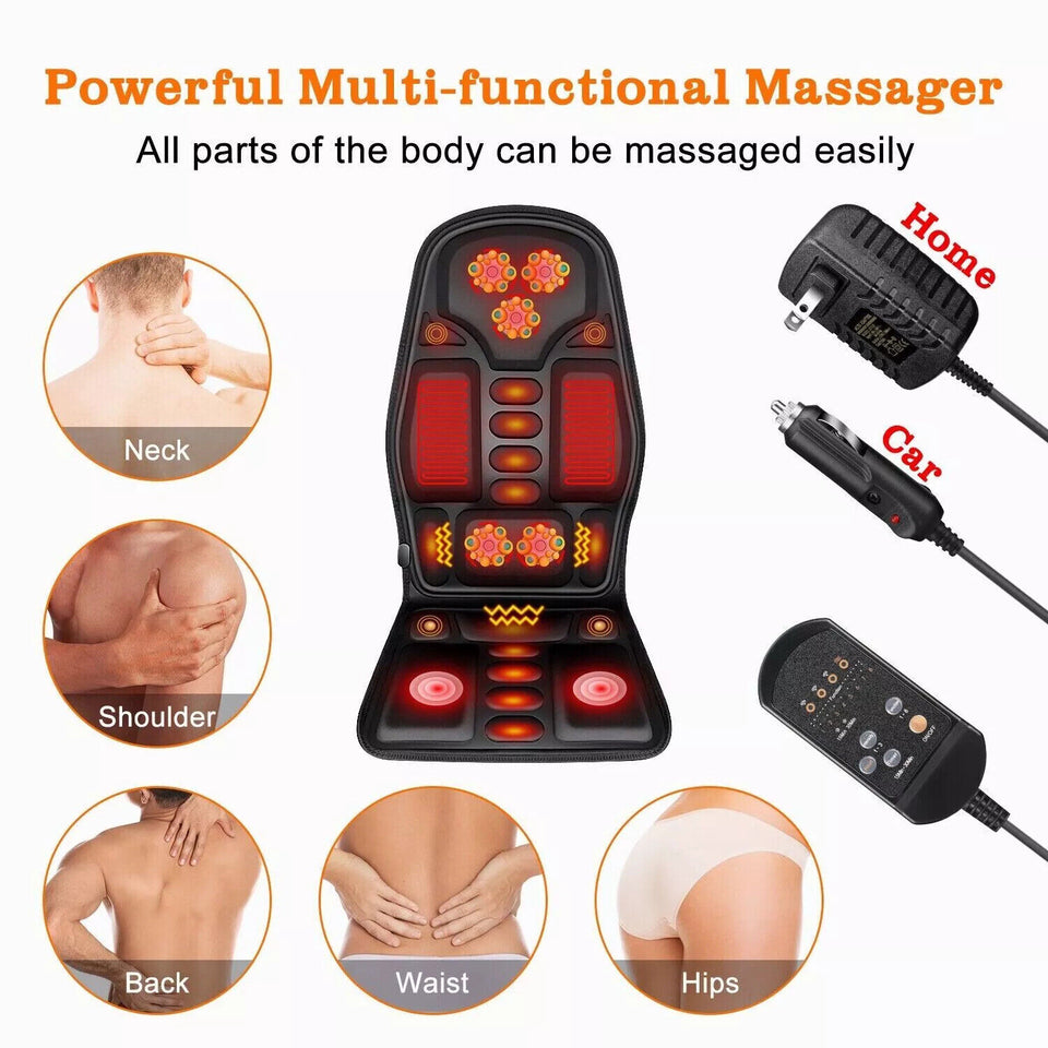 Massage Seat Cushion Heated Back Neck Body Massager Chair for Home Car Office