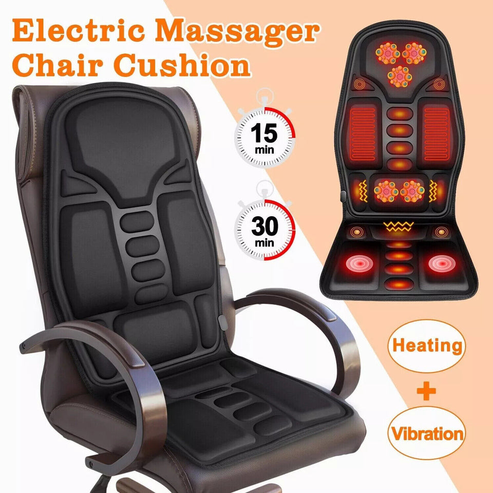 Massage Seat Cushion Heated Back Neck Body Massager Chair for Home Car Office