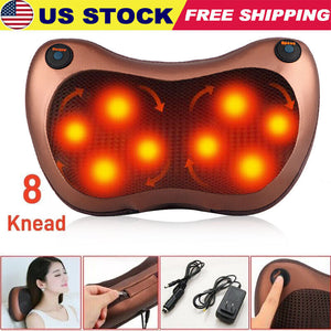 Neck Massager Electric Shoulder Back Shiatsu Massage Pillow 8 Drives Pain Relief