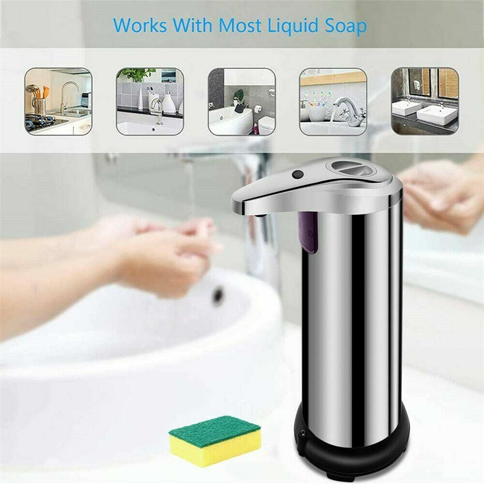 250Ml Stainless Auto Handsfree Sensor Touchless Soap Dispenser Kitchen Bathroom