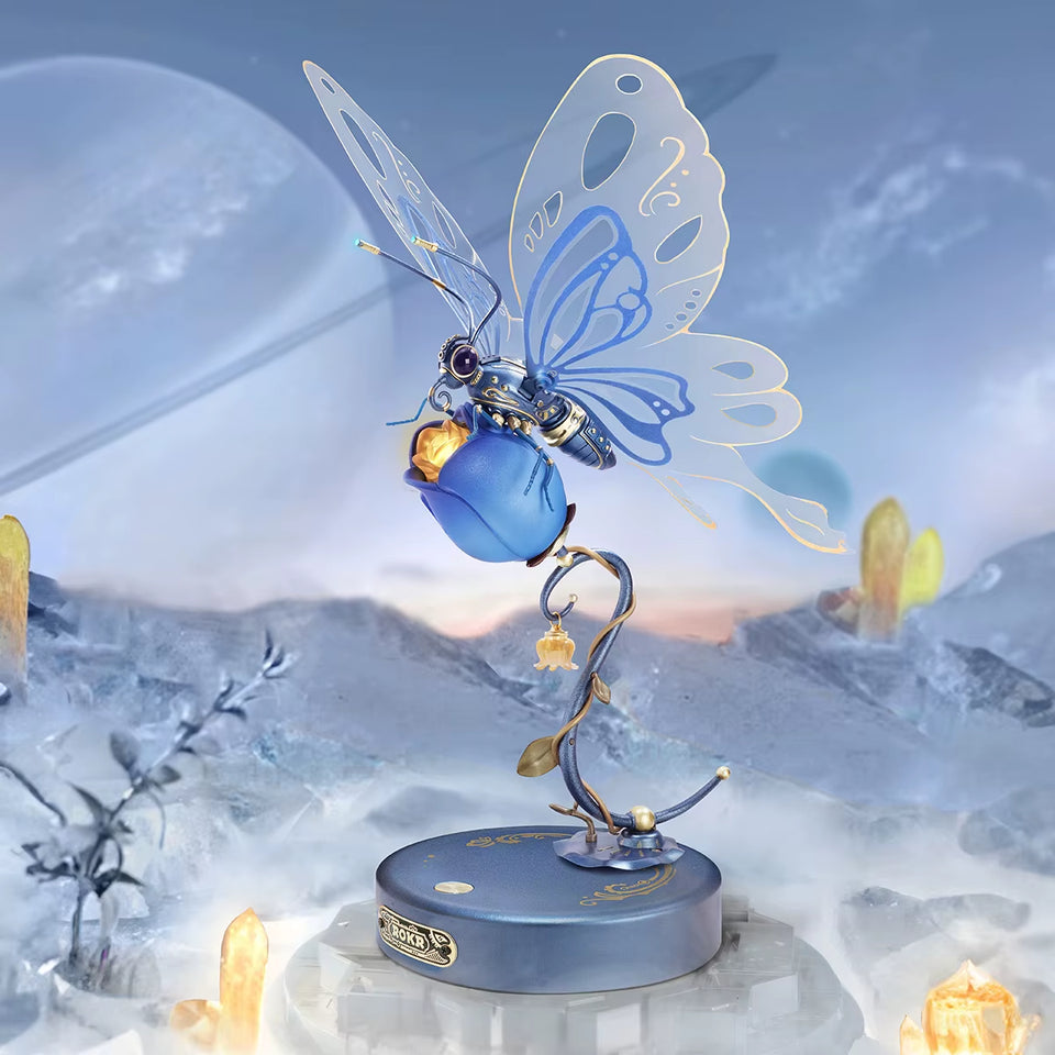 ROKR Butterfly DIY Mechanical 3D Puzzle Toys for Gifts Bionic Butterfly Wings Golden Lighting Rose Exquisite Texture