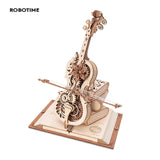 ROKR 3D Wooden Puzzle Magic Cello Mechanical Music Box Moveable Stem Funny Creative Toys for Child Girls AMK63
