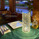 USB LED Crystal Table Lamp Diamond Rose Night Light Touch Atmosphere Bedside Bar