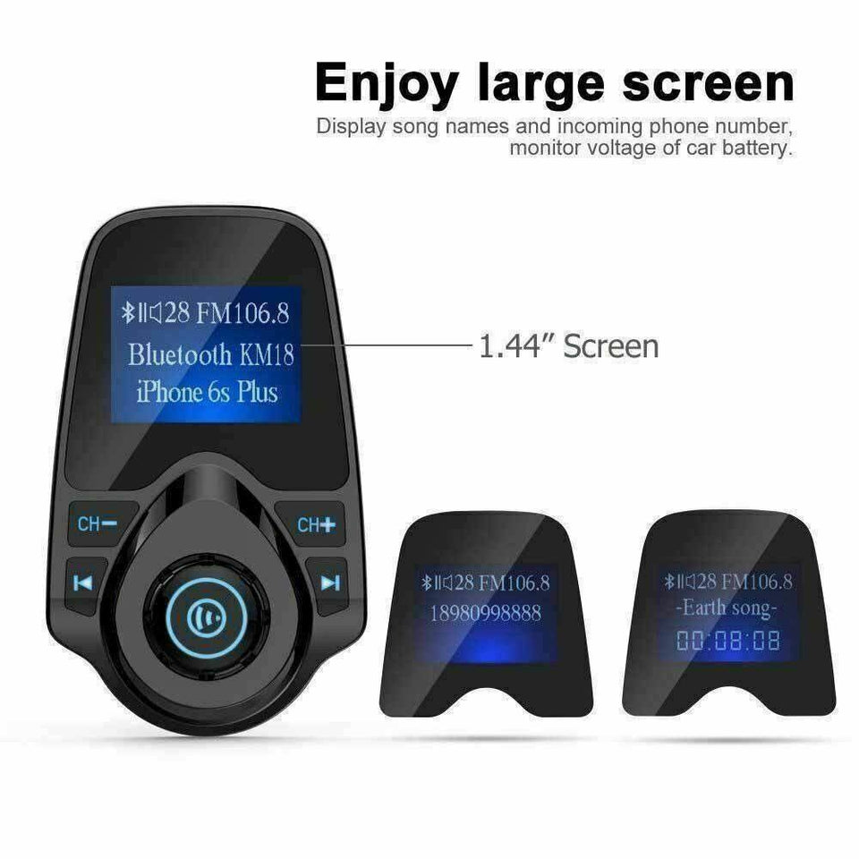 Wireless In-Car Bluetooth FM Transmitter MP3 Radio Adapter Car Kit USB Charger