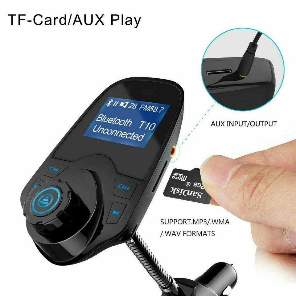 Wireless In-Car Bluetooth FM Transmitter MP3 Radio Adapter Car Kit USB Charger