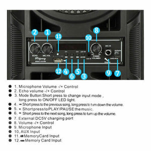 3000W Portable Bluetooth Speaker Sub Woofer Heavy Bass Sound System Party+Remote