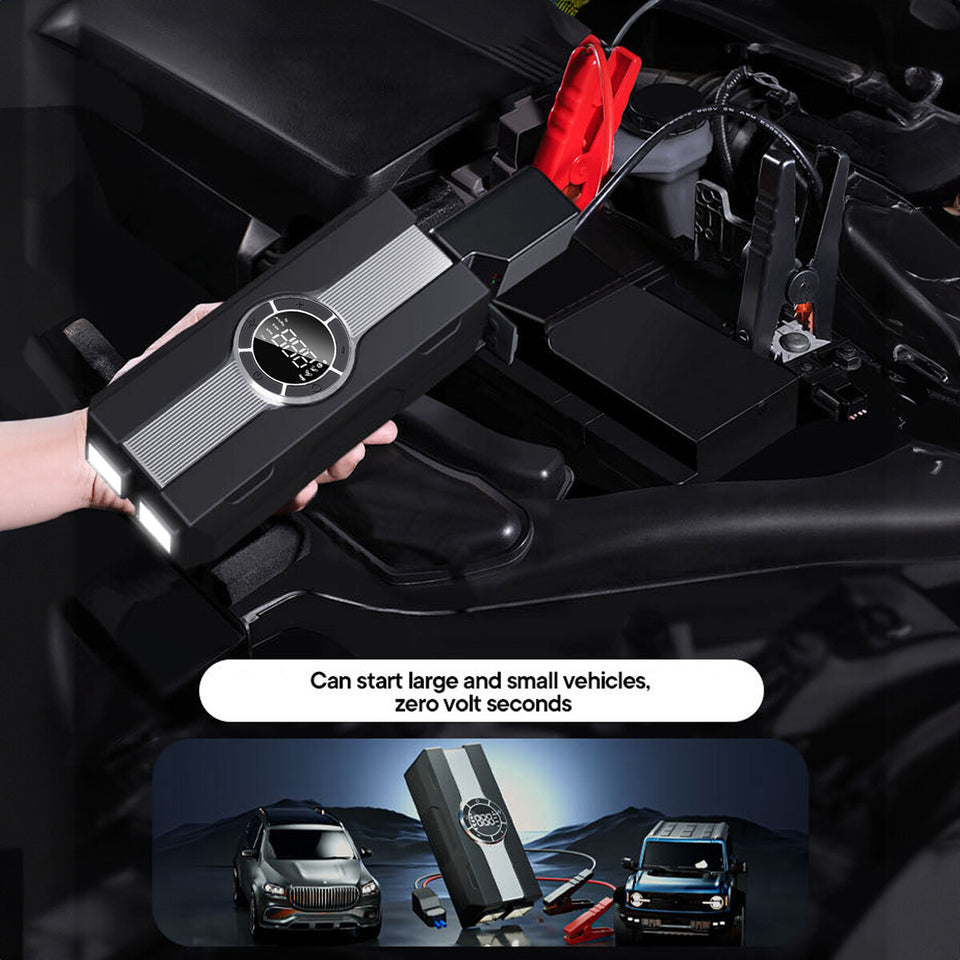 Portable 12V Jump Starter with Air Compressor Power Pack Car Battery Box 3000Amp