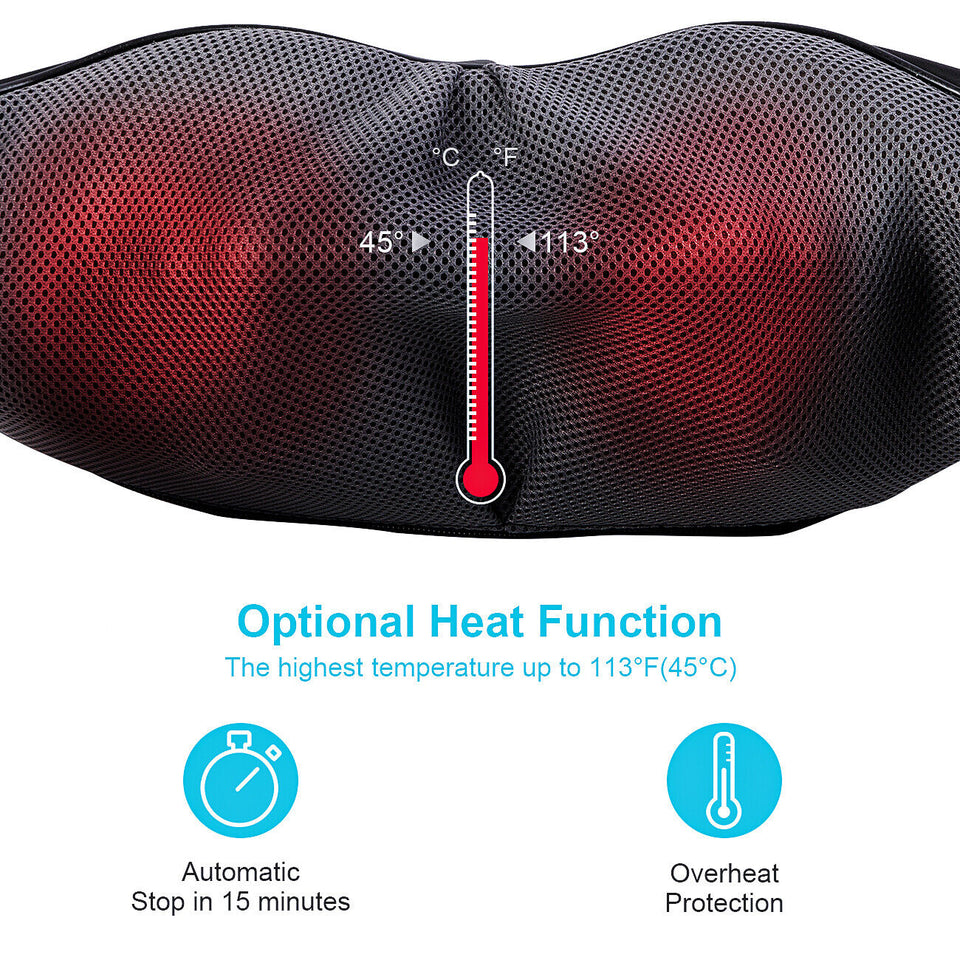Shiatsu Neck & Back Massager with Heat Deep Kneading Massage Pillow for Shoulder