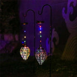 Solar Power LED Hanging Lantern Light Metal Garden Yard Decor Lamp Rechargeable