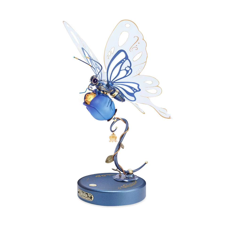 ROKR Butterfly DIY Mechanical 3D Puzzle Toys for Gifts Bionic Butterfly Wings Golden Lighting Rose Exquisite Texture