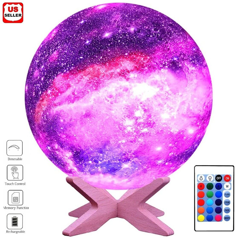 3D Galaxy Moon Lamp – Color-Changing LED Night Light with Touch & Remote