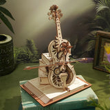 ROKR 3D Wooden Puzzle Magic Cello Mechanical Music Box Moveable Stem Funny Creative Toys for Child Girls AMK63