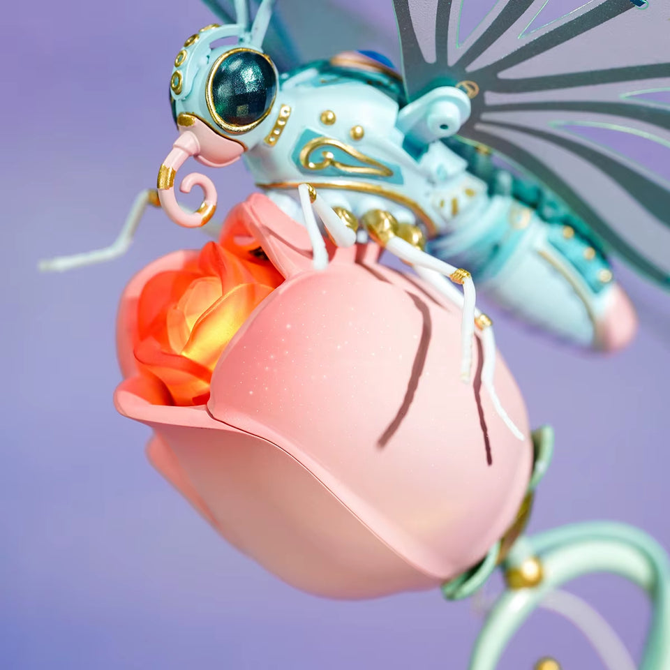 ROKR Butterfly DIY Mechanical 3D Puzzle Toys for Gifts Bionic Butterfly Wings Golden Lighting Rose Exquisite Texture