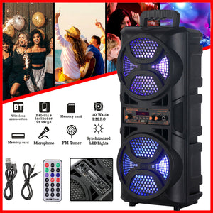 3000W Portable Bluetooth Speaker Sub Woofer Heavy Bass Sound System Party+Remote