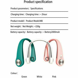 USB Portable Hanging Neck Fan Cooling Air Cooler Little Electric Air Conditioner
