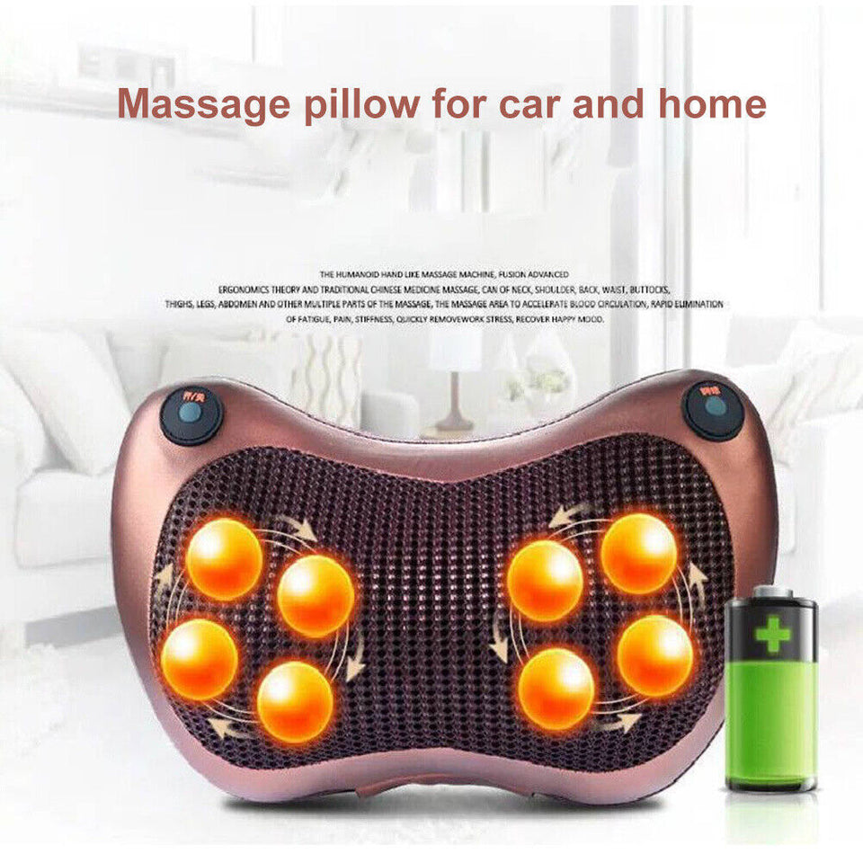 Neck Massager Electric Shoulder Back Shiatsu Massage Pillow 8 Drives Pain Relief