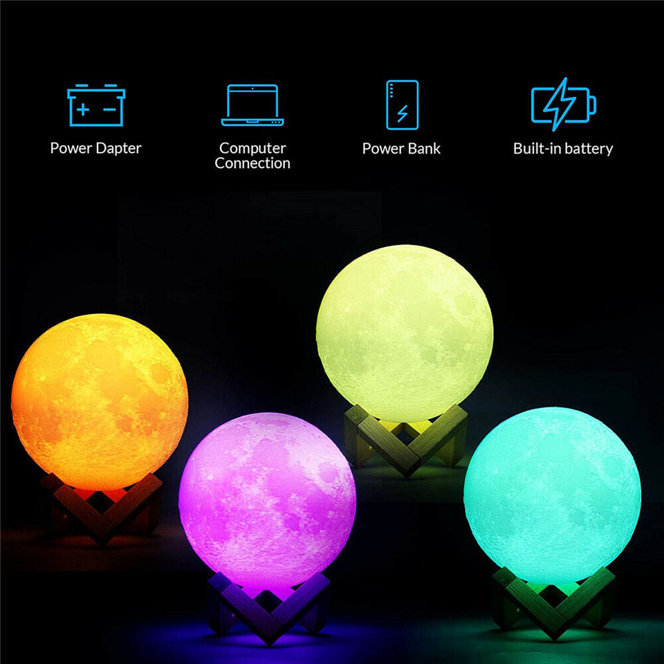 3D Printing Moon Galaxy Lamp Moonlight USB LED Night Light Touch Color Changing