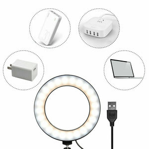 6" LED Ring Fill Light Studio Photo Video USB Dimmable Lamp Selfie Portable US