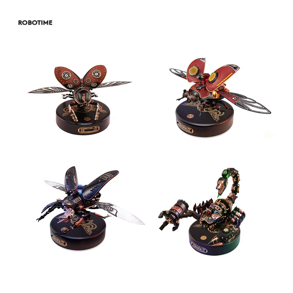 Rokr MI Series 4 Kinds of Plastic Puzzles Emperor Scorpion Beetles Golden Coin Turtle 3D Assembly Building Block Sets