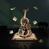 ROKR 3D Wooden Puzzle Magic Cello Mechanical Music Box Moveable Stem Funny Creative Toys for Child Girls AMK63