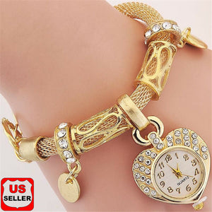 New Bracelet Wrist Watch for Woman Silver Gold Bangle Band Crystal Lady Fashion