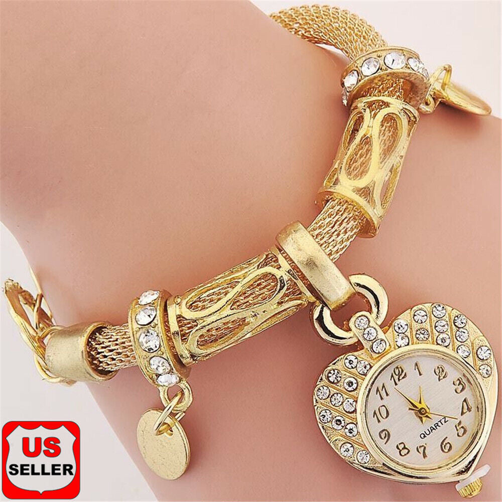 New Bracelet Wrist Watch for Woman Silver Gold Bangle Band Crystal Lady Fashion