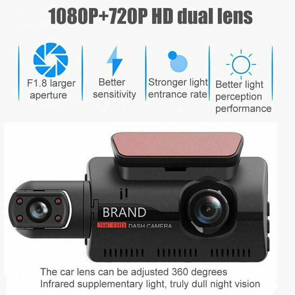 Front and inside Car DVR Dash Cam Video Recorder Camera G-Sensor 1080P Dual Lens