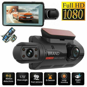 Front and inside Car DVR Dash Cam Video Recorder Camera G-Sensor 1080P Dual Lens
