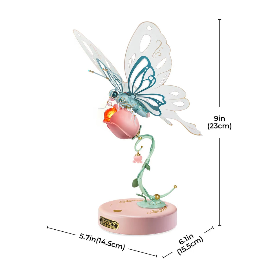 ROKR Butterfly DIY Mechanical 3D Puzzle Toys for Gifts Bionic Butterfly Wings Golden Lighting Rose Exquisite Texture