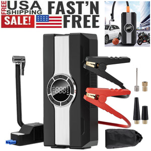 Portable 12V Jump Starter with Air Compressor Power Pack Car Battery Box 3000Amp