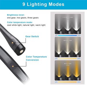 USB Rechargeable LED Neck Light Book Light for Reading in Bed Crafting Camping
