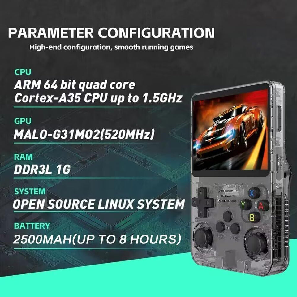 R36S Retro Handheld Video Game Console Linux 3.5" IPS Screen 64GB 15000+Game