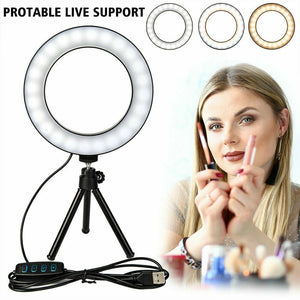 6" LED Ring Fill Light Studio Photo Video USB Dimmable Lamp Selfie Portable US